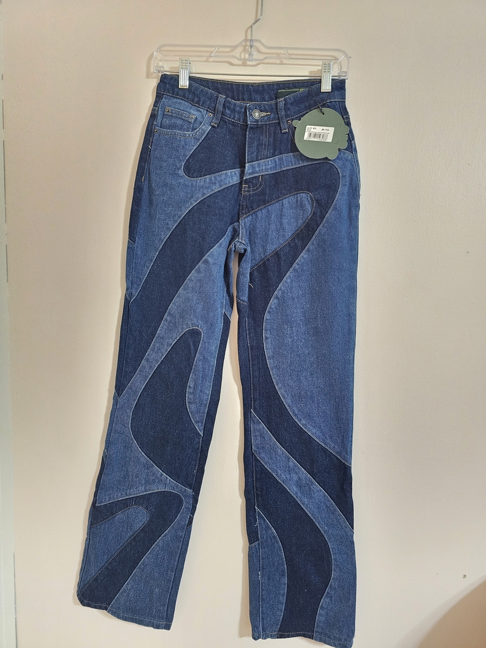 Jaded Man & Curly Fry Sz 25 Two-Tone Blue Slouchy Boyfriend Jeans